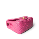 CHANEL Handbag Pink 20S Pink Lambskin Quilted Pearl Crush Mini Aged Gold Hardware - Redeluxe
