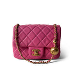 CHANEL Handbag Pink 20S Pink Lambskin Quilted Pearl Crush Mini Aged Gold Hardware - Redeluxe