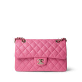 CHANEL Handbag Pink 21C Pink Caviar Quilted Small Classic Flap Light Gold Hardware - Redeluxe