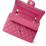 CHANEL Handbag Pink 21C Pink Caviar Quilted Small Classic Flap Light Gold Hardware - Redeluxe