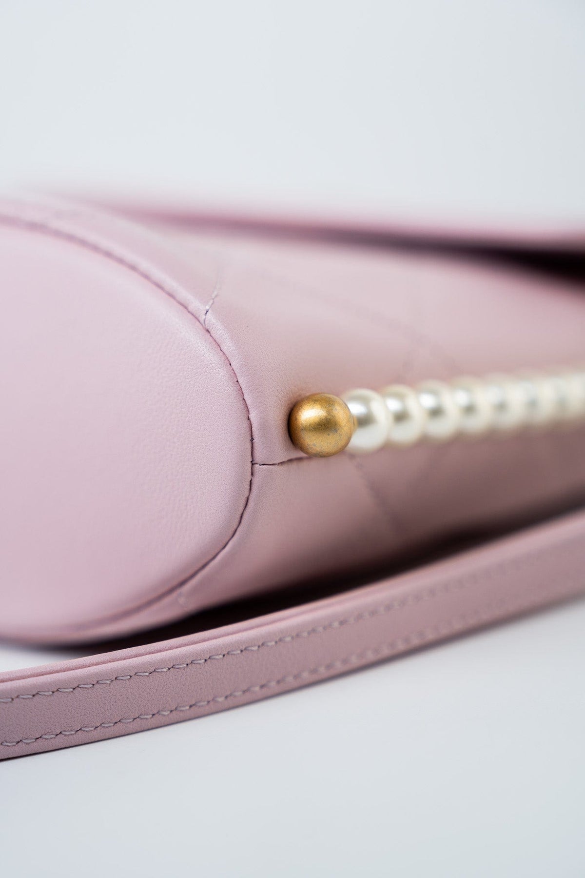 CHANEL Handbag Pink 21S Light Pink / Rose Clair Calfskin Quilted All About Pearls Small Hobo Bag - Redeluxe