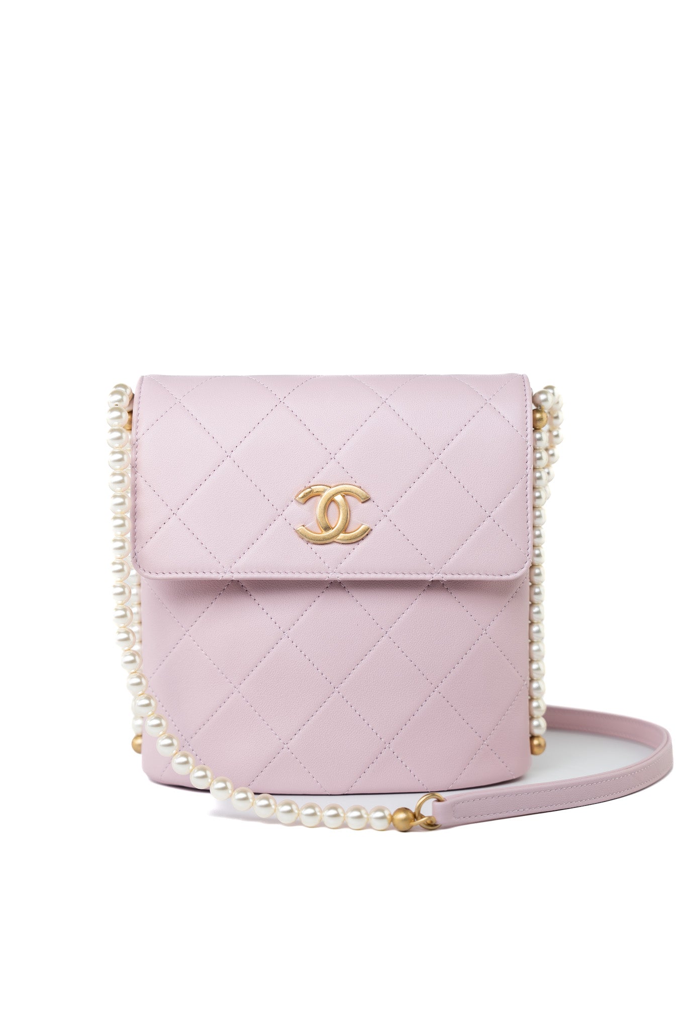 21S Light Pink / Rose Clair Calfskin Quilted All About Pearls