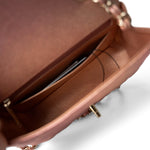 CHANEL Handbag Pink 21S Metallic Rose Gold Grained Lambskin Quilted Mini Rectangular Flap - Redeluxe