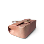 CHANEL Handbag Pink 21S Metallic Rose Gold Grained Lambskin Quilted Mini Rectangular Flap - Redeluxe