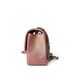 CHANEL Handbag Pink 21S Metallic Rose Gold Grained Lambskin Quilted Mini Rectangular Flap - Redeluxe