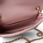 CHANEL Handbag Pink 22B Light Pink Lambskin Quilted Mini Heart Charms Flap Antique Gold Hardware - Redeluxe