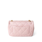 CHANEL Handbag Pink 22B Light Pink Lambskin Quilted Mini Heart Charms Flap Antique Gold Hardware - Redeluxe
