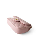 CHANEL Handbag Pink 22B Light Pink Lambskin Quilted Mini Heart Charms Flap Antique Gold Hardware - Redeluxe