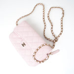 CHANEL Handbag Pink 22P Light Pink Caviar Quilted Flap Phone Holder with Classic Chain LGHW - Redeluxe