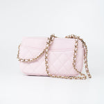 CHANEL Handbag Pink 22P Light Pink Caviar Quilted Flap Phone Holder with Classic Chain LGHW - Redeluxe