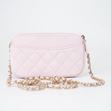 CHANEL Handbag Pink 22P Light Pink Caviar Quilted Flap Phone Holder with Classic Chain LGHW - Redeluxe