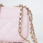 CHANEL Handbag Pink 22P Light Pink Caviar Quilted Flap Phone Holder with Classic Chain LGHW - Redeluxe