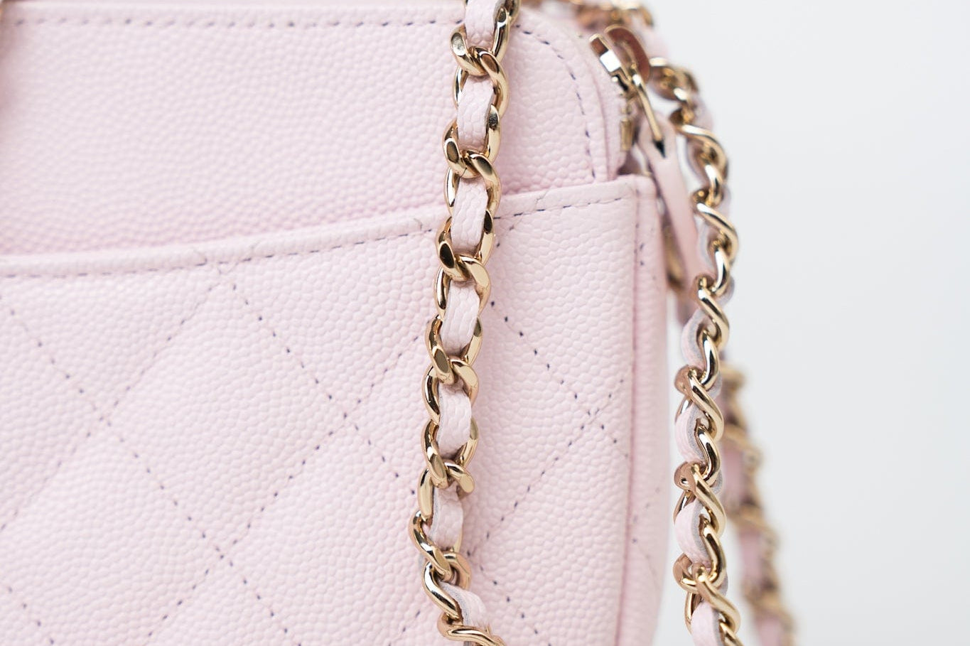 CHANEL Handbag Pink 22P Light Pink Caviar Quilted Flap Phone Holder with Classic Chain LGHW - Redeluxe