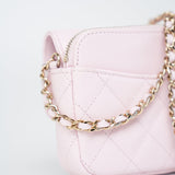 CHANEL Handbag Pink 22P Light Pink Caviar Quilted Flap Phone Holder with Classic Chain LGHW - Redeluxe