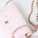 CHANEL Handbag Pink 22P Light Pink Caviar Quilted Flap Phone Holder with Classic Chain LGHW - Redeluxe
