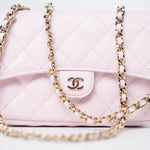 CHANEL Handbag Pink 22P Light Pink Caviar Quilted Flap Phone Holder with Classic Chain LGHW - Redeluxe