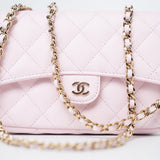 CHANEL Handbag Pink 22P Light Pink Caviar Quilted Flap Phone Holder with Classic Chain LGHW - Redeluxe
