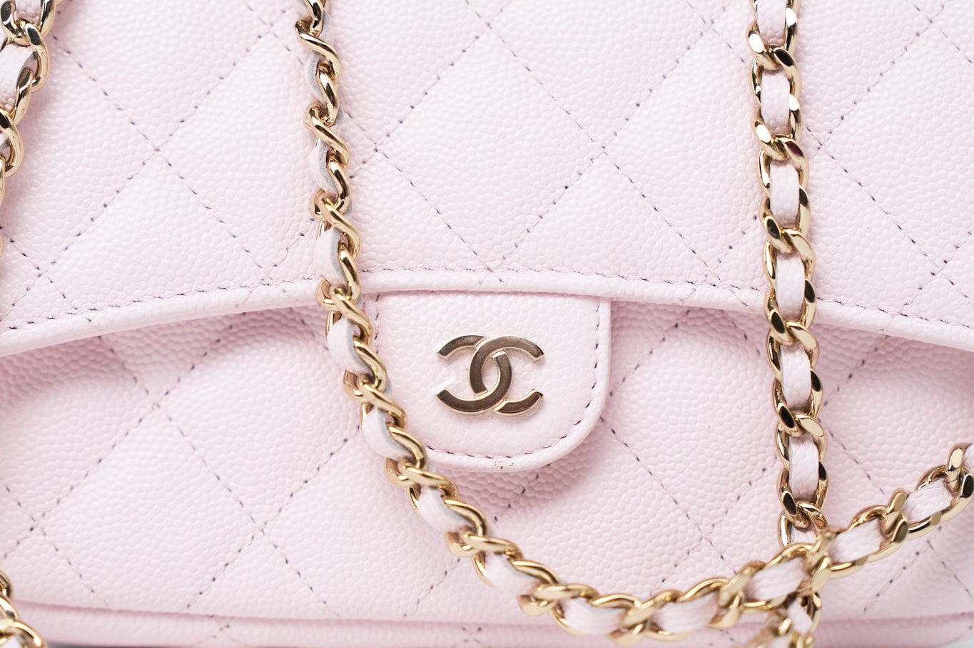 CHANEL Handbag Pink 22P Light Pink Caviar Quilted Flap Phone Holder with Classic Chain LGHW - Redeluxe