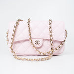 CHANEL Handbag Pink 22P Light Pink Caviar Quilted Flap Phone Holder with Classic Chain LGHW - Redeluxe
