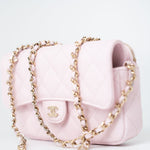 CHANEL Handbag Pink 22P Light Pink Caviar Quilted Flap Phone Holder with Classic Chain LGHW - Redeluxe