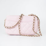 CHANEL Handbag Pink 22P Light Pink Caviar Quilted Flap Phone Holder with Classic Chain LGHW - Redeluxe