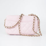 CHANEL Handbag Pink 22P Light Pink Caviar Quilted Flap Phone Holder with Classic Chain LGHW - Redeluxe