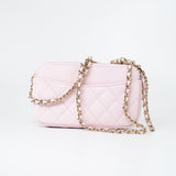 CHANEL Handbag Pink 22P Light Pink Caviar Quilted Flap Phone Holder with Classic Chain LGHW - Redeluxe