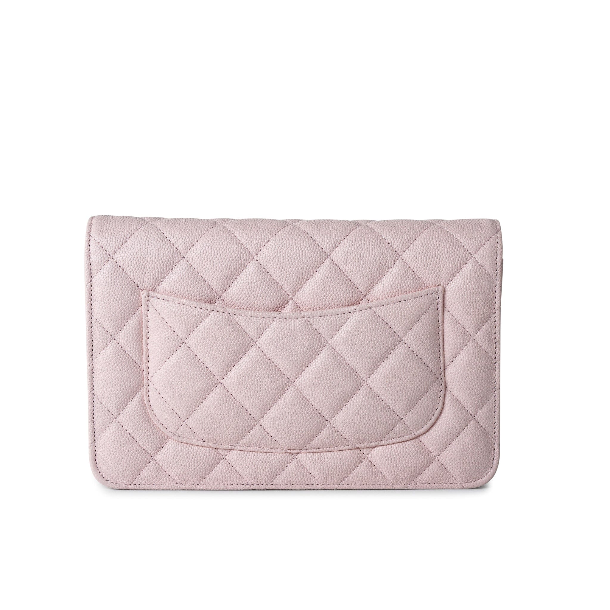 CHANEL Handbag Pink 22S Light Pink Caviar  Quilted Wallet On Chain (WOC) LGHW - Redeluxe