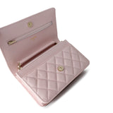CHANEL Handbag Pink 22S Light Pink Caviar  Quilted Wallet On Chain (WOC) LGHW - Redeluxe