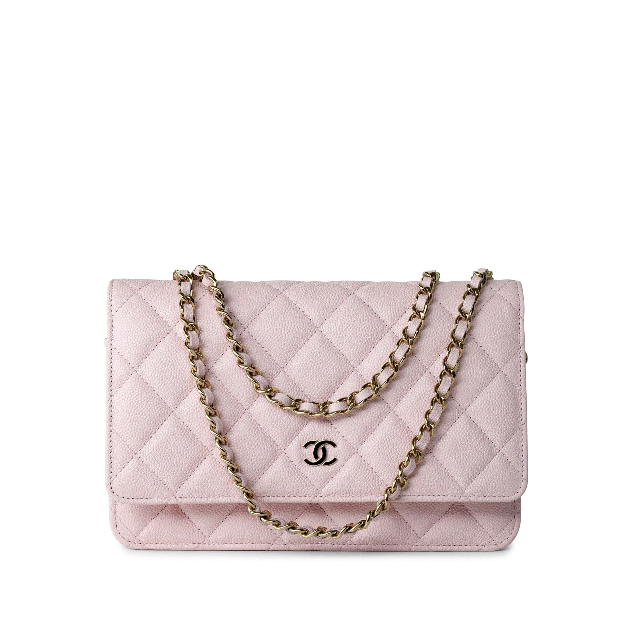 CHANEL Handbag Pink 22S Light Pink Caviar  Quilted Wallet On Chain (WOC) LGHW - Redeluxe