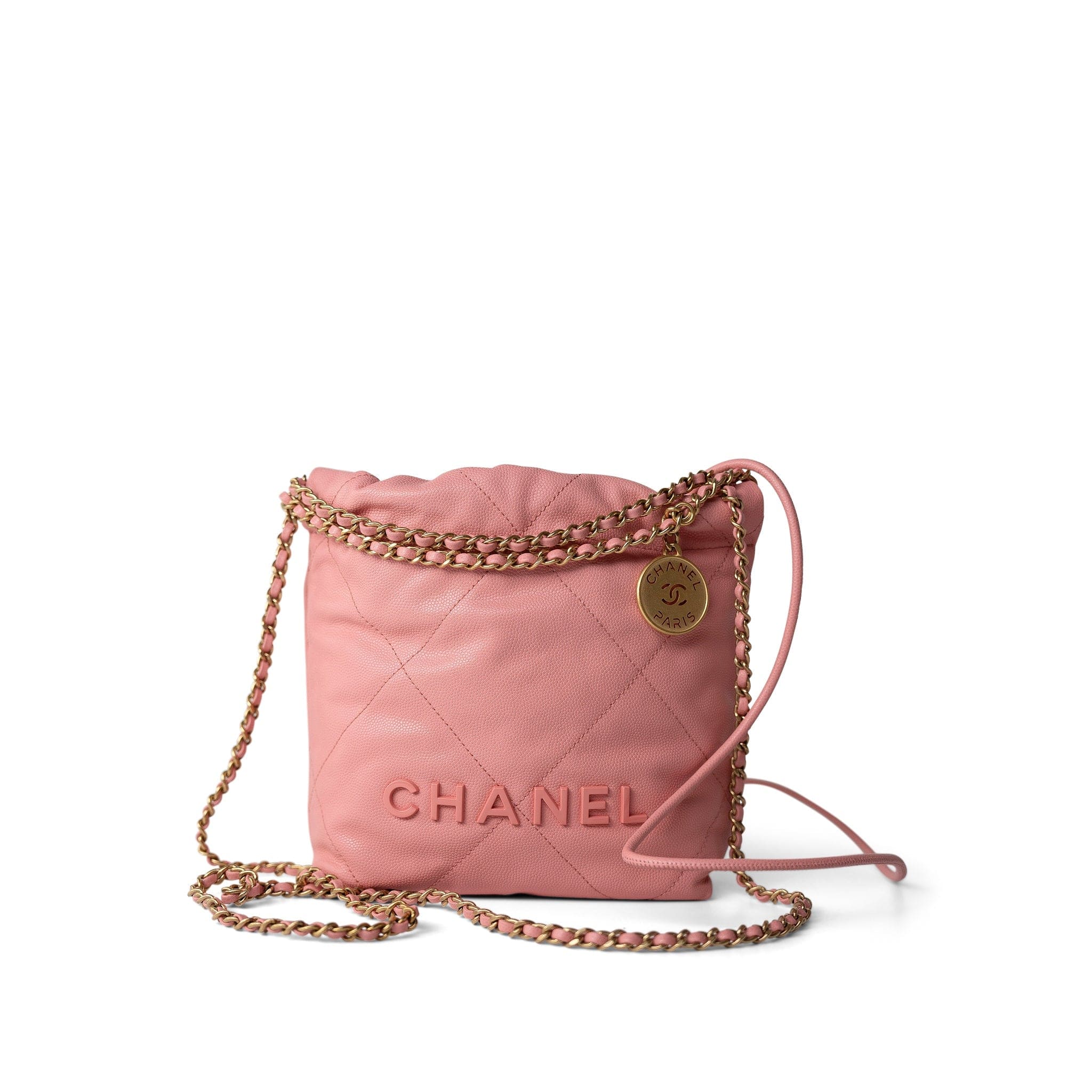 CHANEL Handbag Pink 23K Pink Caviar Quilted 22 Bag Mini - Redeluxe