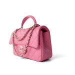CHANEL Handbag Pink 23P Pink Lambskin Quilted Mini Top Handle Light Gold Hardware - Redeluxe