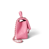 CHANEL Handbag Pink 23P Pink Lambskin Quilted Mini Top Handle Light Gold Hardware - Redeluxe