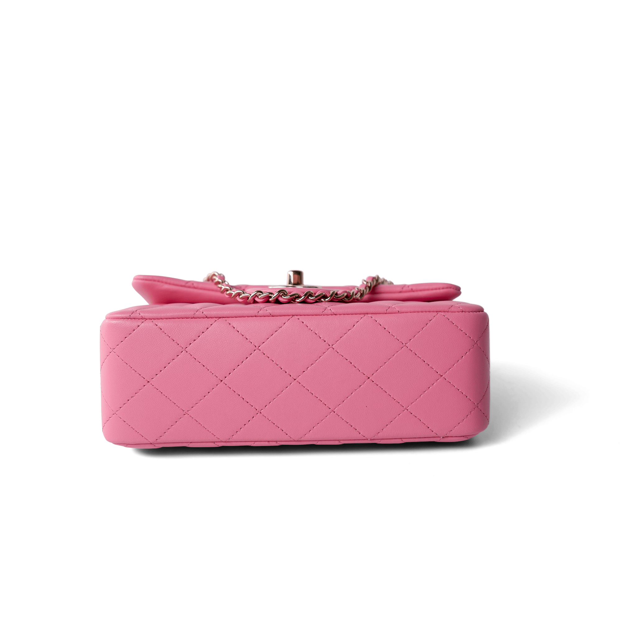 CHANEL Handbag Pink 23P Pink Lambskin Quilted Mini Top Handle Light Gold Hardware - Redeluxe