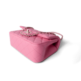 CHANEL Handbag Pink 23P Pink Lambskin Quilted Mini Top Handle Light Gold Hardware - Redeluxe