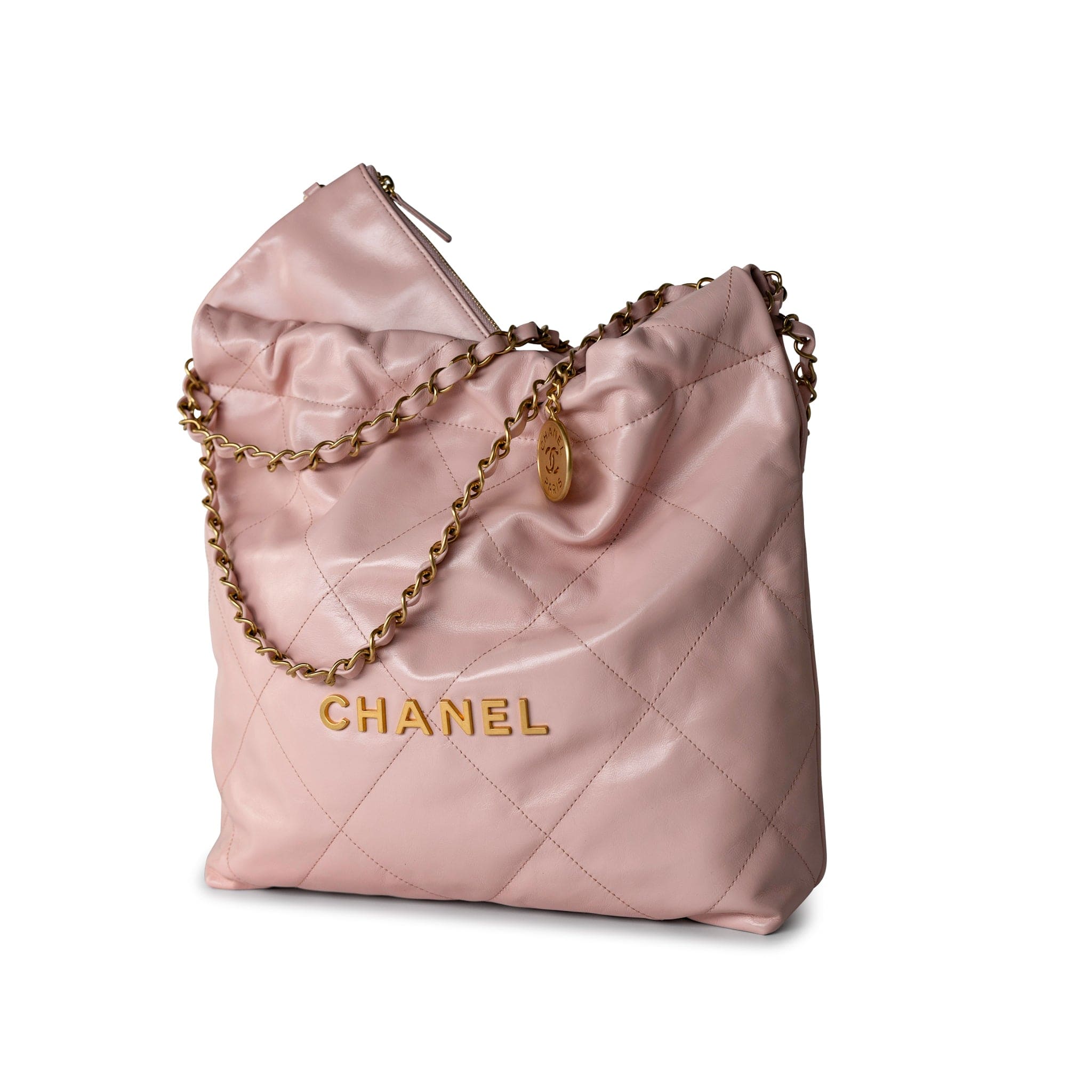 CHANEL Handbag Pink 23S Rose Claire (Pink) Small Calfskin Quilted 22 Bag AGHW - Redeluxe