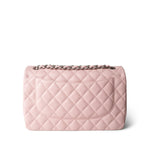 CHANEL Handbag Pink Light Pink Lambskin Quilted Jumbo Classic Flap Silver Hardware - Redeluxe