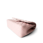 CHANEL Handbag Pink Light Pink Lambskin Quilted Jumbo Classic Flap Silver Hardware - Redeluxe