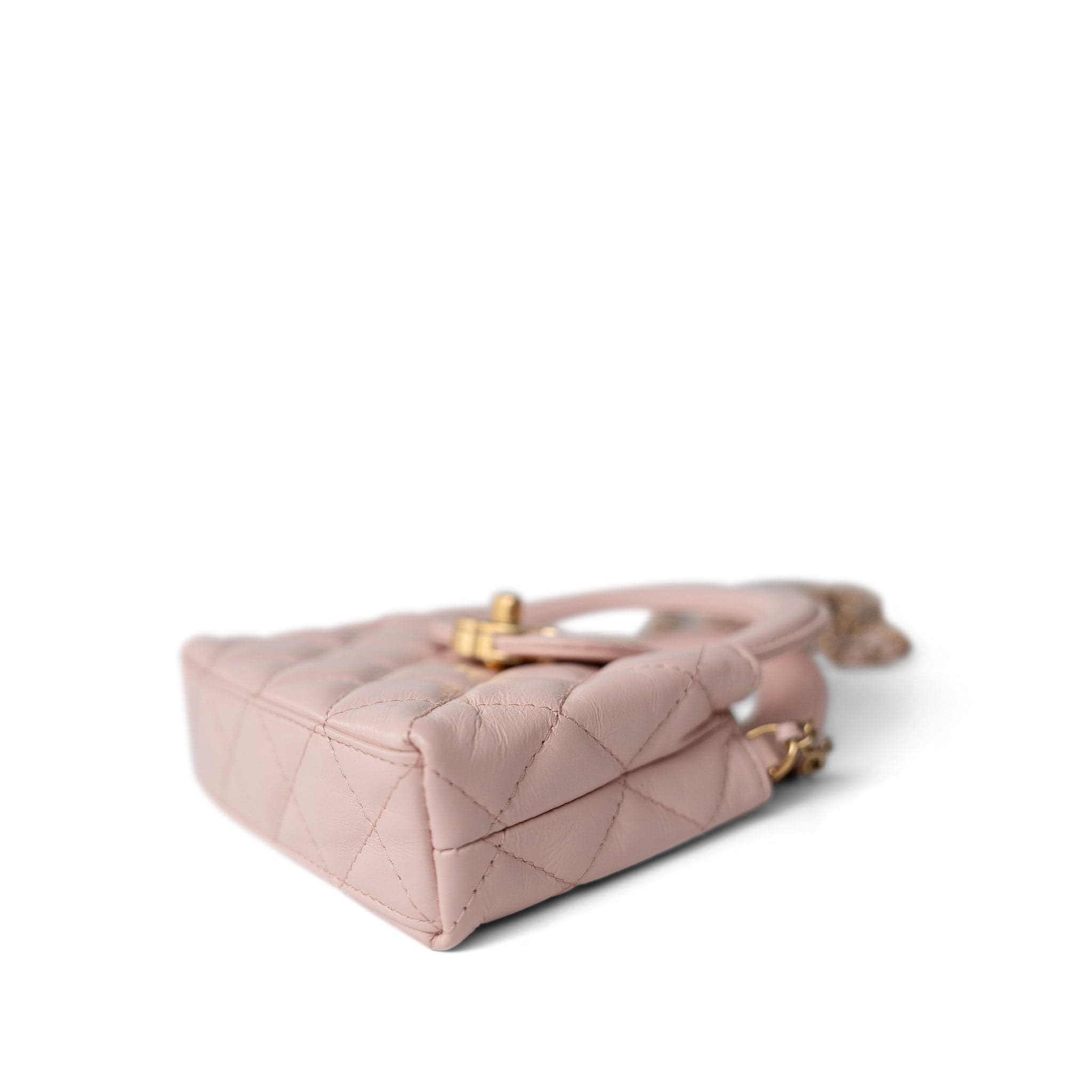 Light Pink Shiny Aged Calfskin Nano Kelly Mini Shopper