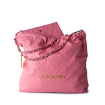 CHANEL Handbag Pink Medium Pink Calfskin Quilted 22 Hobo Bag Antique Gold Hardware - Redeluxe