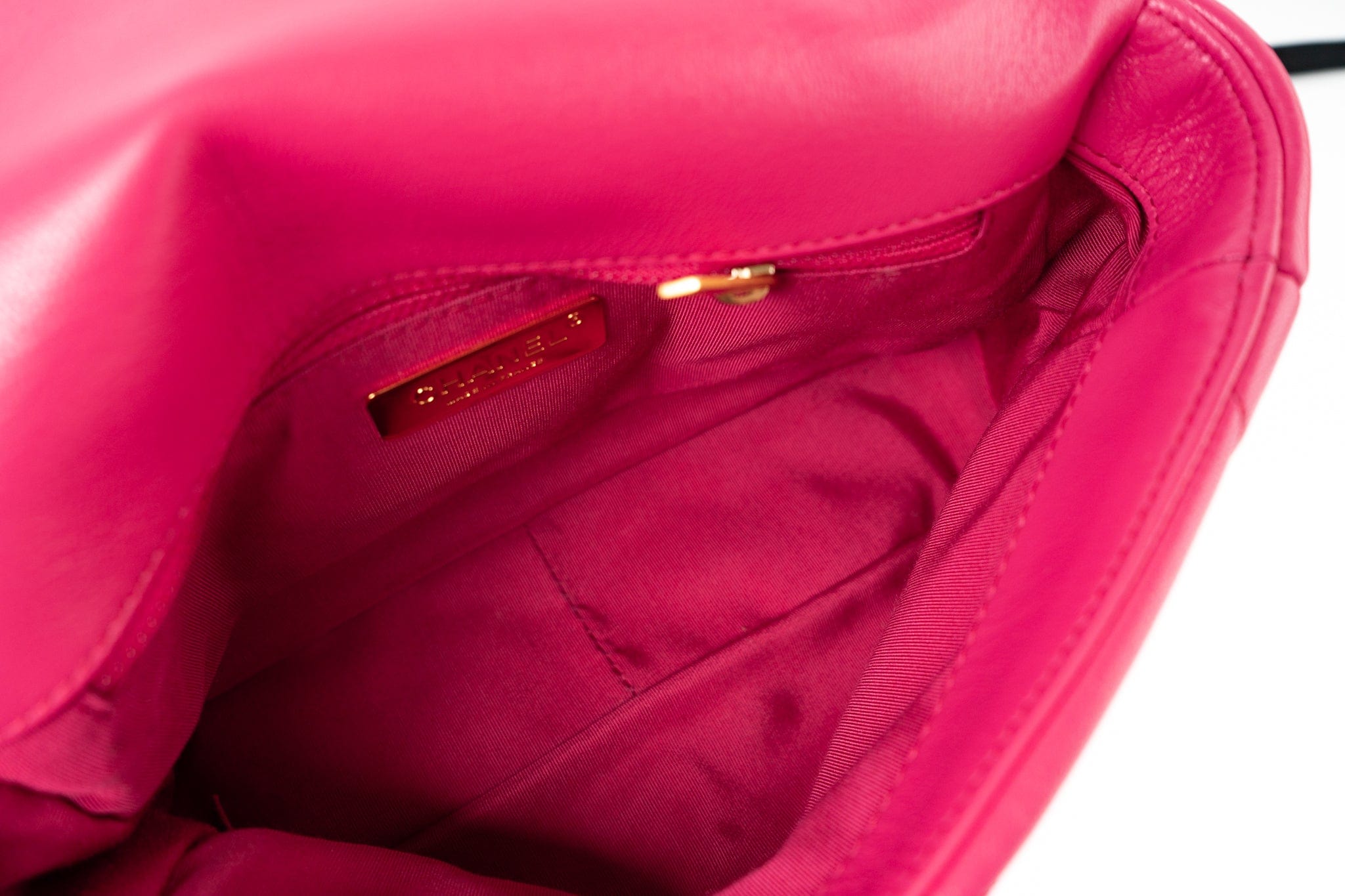 CHANEL Handbag Pink Pink Goatskin Quilted 19 Flap Small Mixed Hardware - Redeluxe