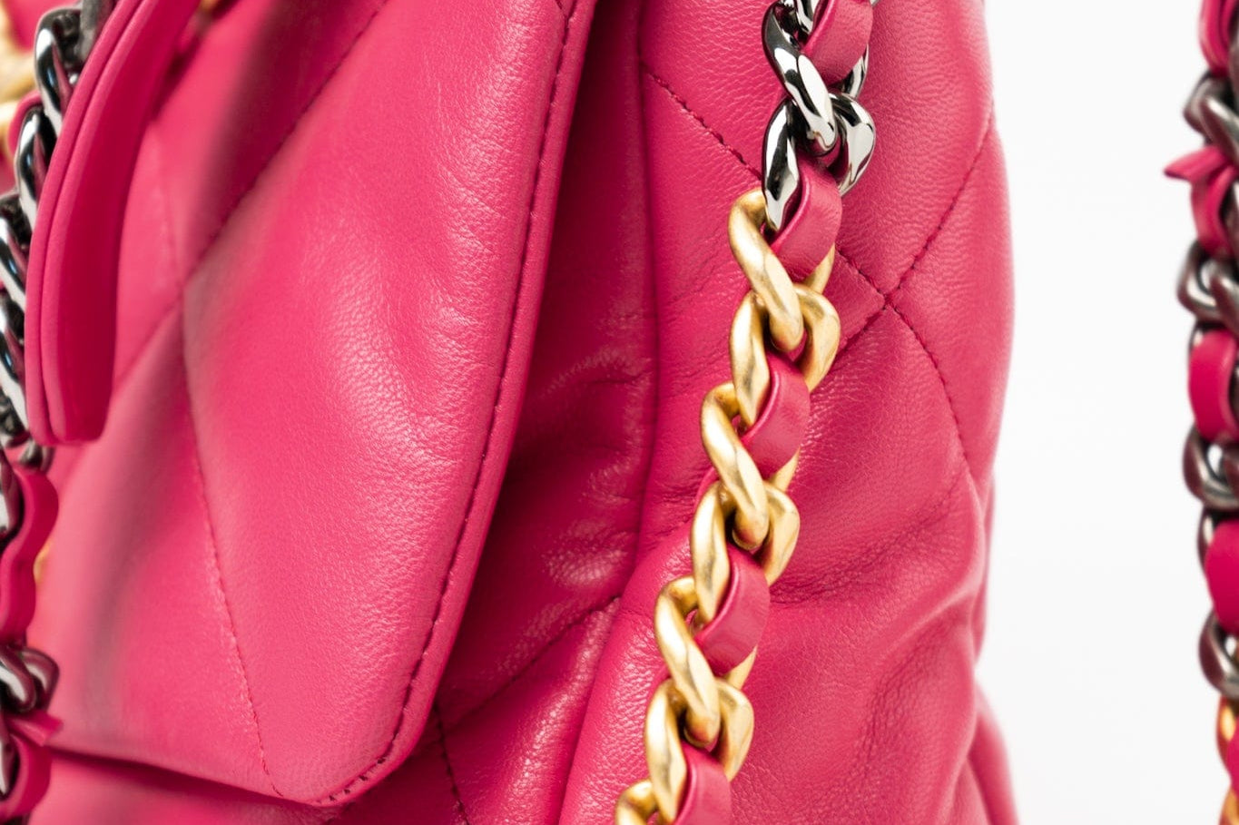 CHANEL Handbag Pink Pink Goatskin Quilted 19 Flap Small Mixed Hardware - Redeluxe