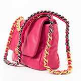 CHANEL Handbag Pink Pink Goatskin Quilted 19 Flap Small Mixed Hardware - Redeluxe