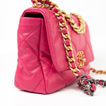 CHANEL Handbag Pink Pink Goatskin Quilted 19 Flap Small Mixed Hardware - Redeluxe