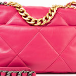 CHANEL Handbag Pink Pink Goatskin Quilted 19 Flap Small Mixed Hardware - Redeluxe