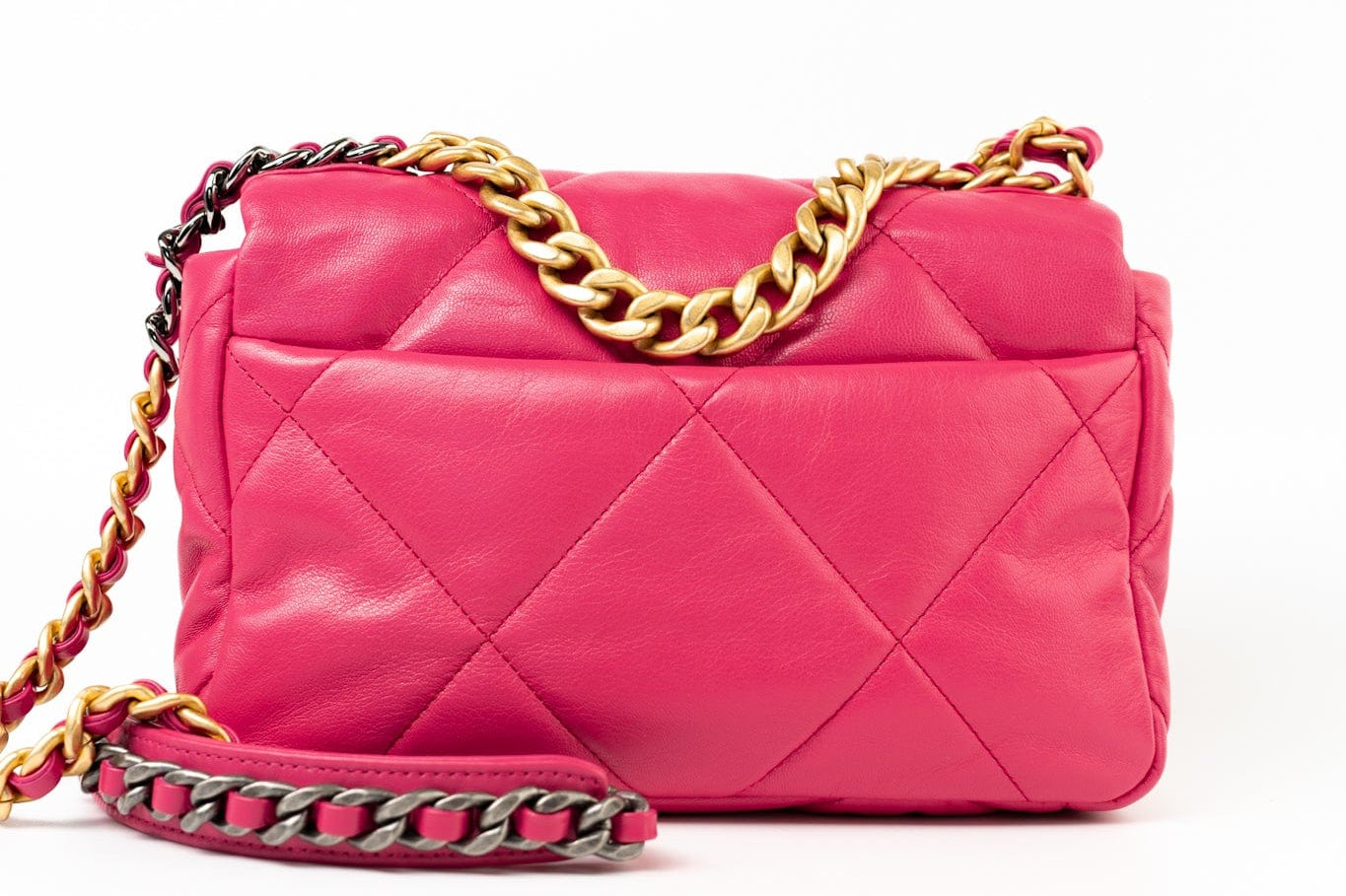 CHANEL Handbag Pink Pink Goatskin Quilted 19 Flap Small Mixed Hardware - Redeluxe