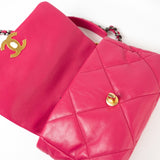 CHANEL Handbag Pink Pink Goatskin Quilted 19 Flap Small Mixed Hardware - Redeluxe