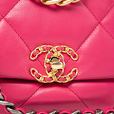 CHANEL Handbag Pink Pink Goatskin Quilted 19 Flap Small Mixed Hardware - Redeluxe