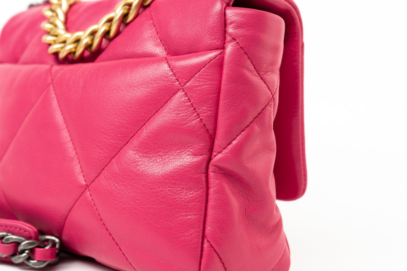 CHANEL Handbag Pink Pink Goatskin Quilted 19 Flap Small Mixed Hardware - Redeluxe