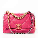 CHANEL Handbag Pink Pink Goatskin Quilted 19 Flap Small Mixed Hardware - Redeluxe